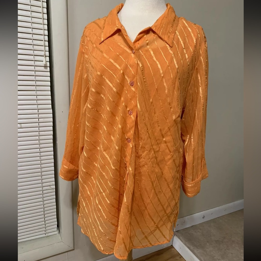 CLUB Z COLLECTION Orange Textured 2-pc Blouse TOP and Cami Tank SET